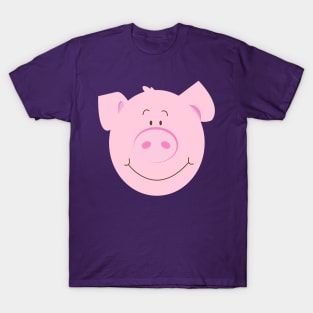 Cute Happy Pig - Purple T-Shirt